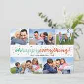 Colorful Happy Alles Confetti 5 Foto Collage Feestdagenkaart (Staand voorkant)