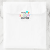 Colorful Happy Birthday-ballonnen gepersonaliseerd Ronde Sticker (Tas)