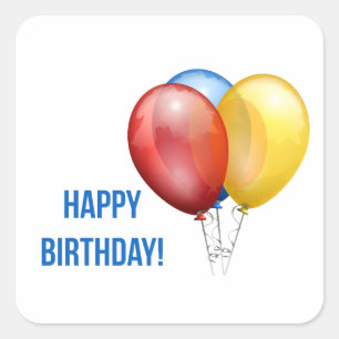 Colorful Happy Birthday-ballonnen Vierkante Sticker