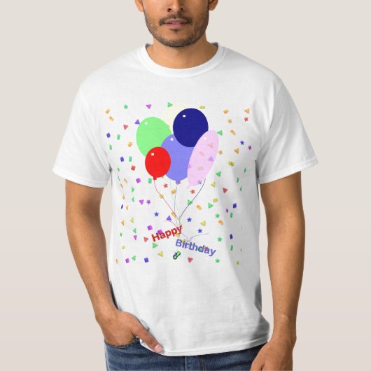 Colorful Happy Birthday Balloons T-shirt (Voorkant)