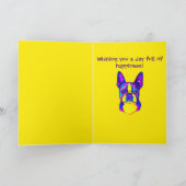 Colorful Happy Birthday Boston Terrier Kaart (Binnen)