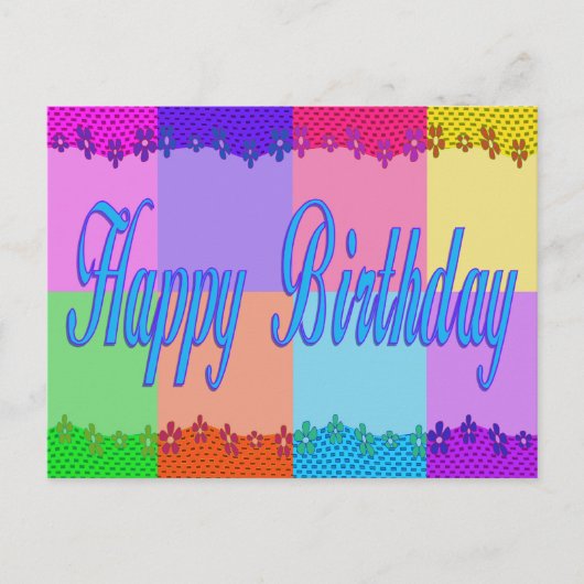 Colorful Happy Birthday Briefkaart (Voorkant)