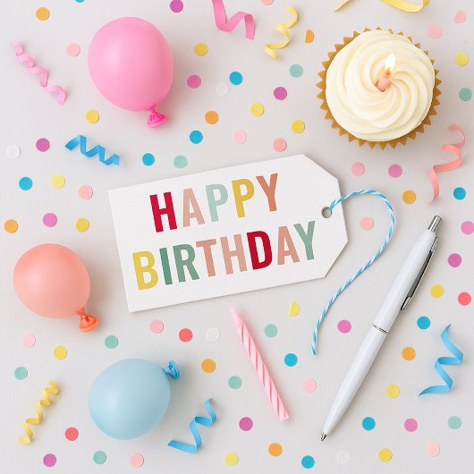 Colorful Happy Birthday Cadeaulabel