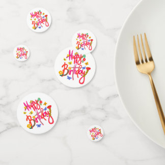 Colorful Happy Birthday Floral & Butterfly Party Confetti