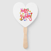 Colorful Happy Birthday Floral & Butterfly Party Handwaaier (Achterkant)