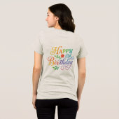Colorful Happy Birthday Floral Women's  Tshirt (Achterkant volledig)