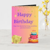 Colorful Happy Birthday Folded Greeting Card Kaart (Gele Bloem)