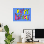 Colorful Happy Birthday Illustration Poster (Thuiskantoor)