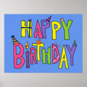 Colorful Happy Birthday Illustration Poster (Voorkant)