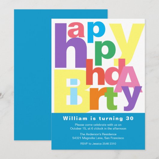 Colorful Happy Birthday Kaart (Voorkant / Achterkant)