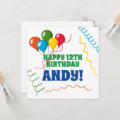 Colorful Happy Birthday met ballonnen Kaart (Voorkant / Achterkant in situ)