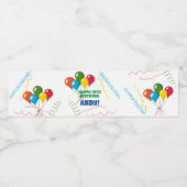 Colorful Happy Birthday met ballonnen Waterfles Etiket (Enkel label)