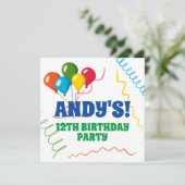 Colorful Happy Birthday met uitnodiging voor ballo (Staand voorkant)