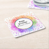 Colorful Happy Birthday Paper-Onderzetter - HAMbyW Kartonnen Onderzetters (Schuin)