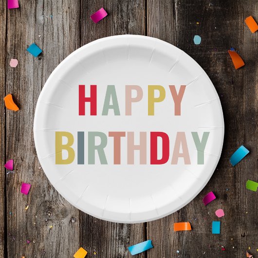 Colorful Happy Birthday Papieren Bordje
