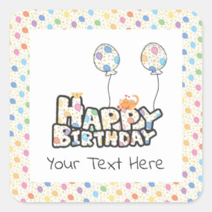 Colorful Happy Birthday Party-ballonnen Vierkante Sticker