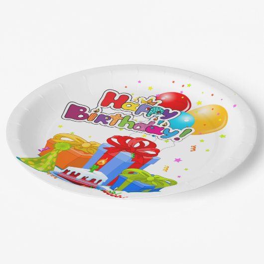 Colorful Happy Birthday Party Papieren Bordje (Gekanteld)