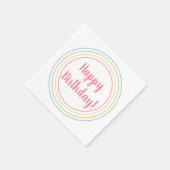 Colorful Happy Birthday Pastel Pink Typografie Servet (Hoek)