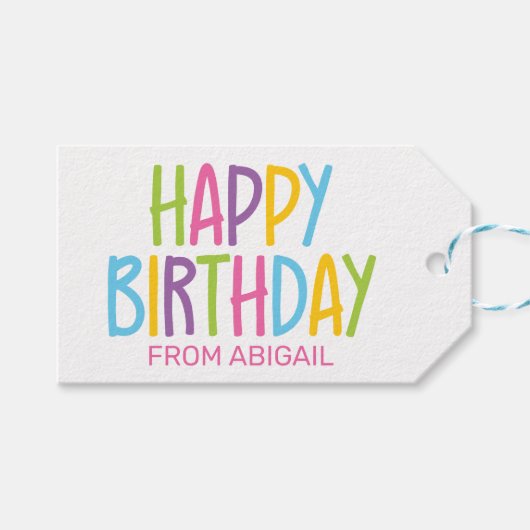 Colorful Happy Birthday Persoonlijke cadeautjes La Cadeaulabel (Voorkant (Horizontaal))