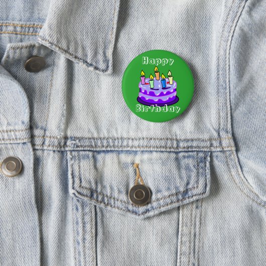 Colorful Happy Birthday Pin Button (In situ)