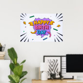 Colorful Happy Birthday Poster (Thuiskantoor)
