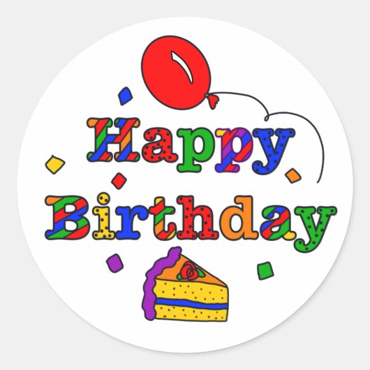 Colorful Happy Birthday Ronde Sticker (Voorkant)