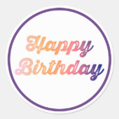 Colorful Happy Birthday Ronde Sticker (Voorkant)