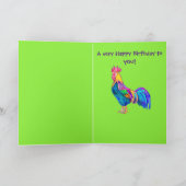 Colorful Happy Birthday Rooster Kaart (Binnen)
