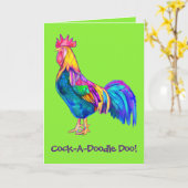 Colorful Happy Birthday Rooster Kaart (Gele Bloem)