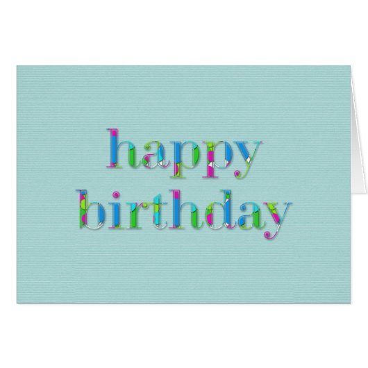 Colorful Happy Birthday-tekst, blauw (Voorkant Horizontaal)