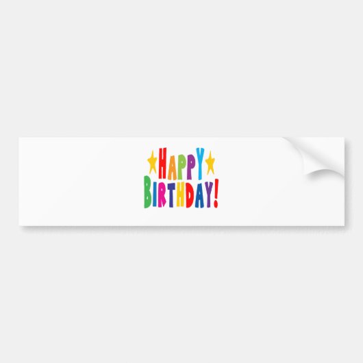 Colorful Happy Birthday Tekst Bumpersticker (Voorkant)
