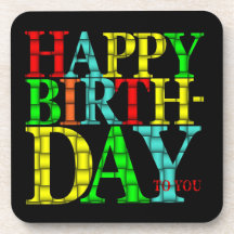Colorful Happy Birthday-tekst met zwarte achtergro