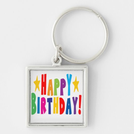 Colorful Happy Birthday Tekst Sleutelhanger (Voorkant)