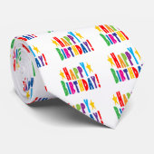 Colorful Happy Birthday Tekst Stropdas (Opgerold)