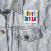 Colorful Happy Birthday Tekst Vierkante Button 5,1 Cm (In situ)