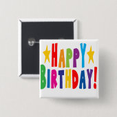 Colorful Happy Birthday Tekst Vierkante Button 5,1 Cm (Voorkant /achterkant)