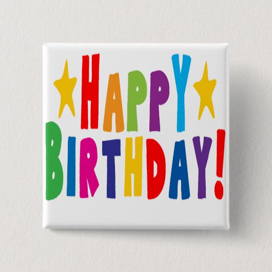 Colorful Happy Birthday Tekst Vierkante Button 5,1 Cm (Voorkant)