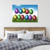 Colorful Happy Easter Eggs Canvas Afdruk (Insitu (Slaapkamer))