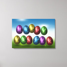 Colorful Happy Easter Eggs Canvas Afdruk