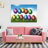 Colorful Happy Easter Eggs Canvas Afdruk (Insitu (Woonkamer))