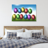 Colorful Happy Easter Eggs Canvas Afdruk (Insitu (Slaapkamer))