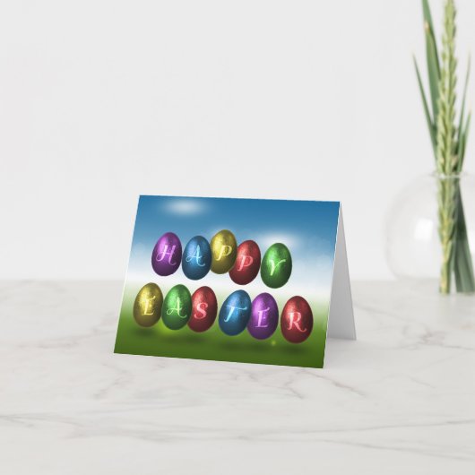 Colorful Happy Easter Eggs Feestdagen Kaart (Voorkant)