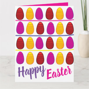 Colorful Happy Easter Eggs Greeting Kaart