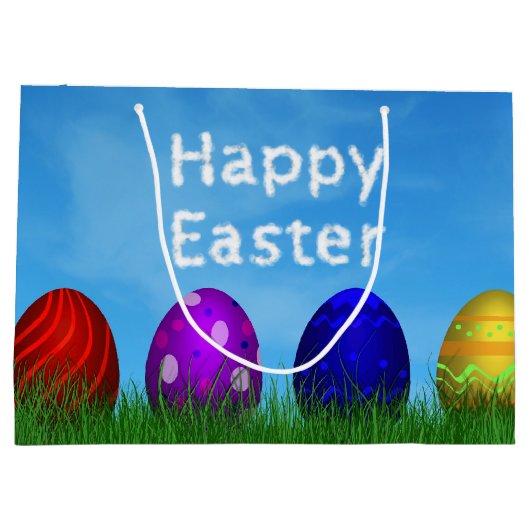 Colorful Happy Easter Eggs Groot Cadeauzakje (Achterkant)