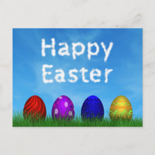 Colorful Happy Easter Eggs Holiday Briefkaart