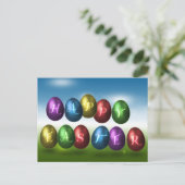 Colorful Happy Easter Eggs Holiday Briefkaart (Staand voorkant)
