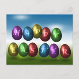 Colorful Happy Easter Eggs Holiday Briefkaart