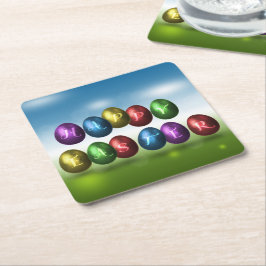 Colorful Happy Easter Eggs Kartonnen Onderzetters