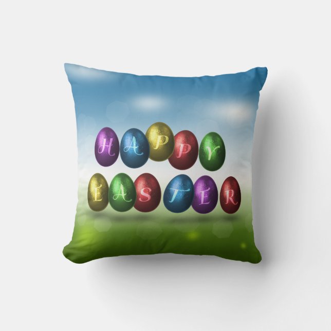 Colorful Happy Easter Eggs Kussen (Voorkant)