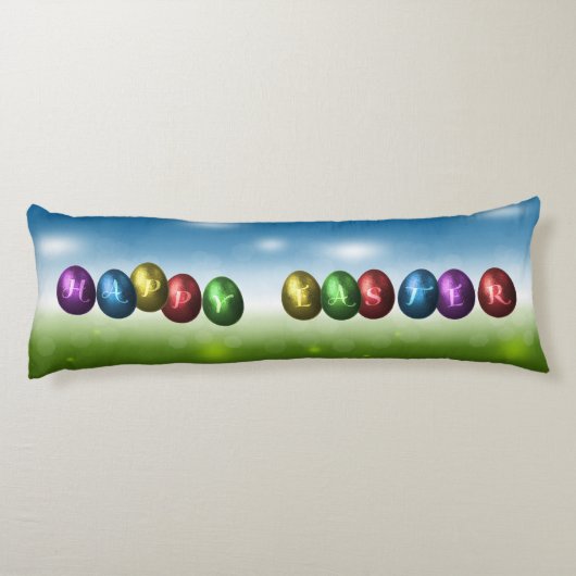 Colorful Happy Easter Eggs Lichaamskussen (Achterkant)